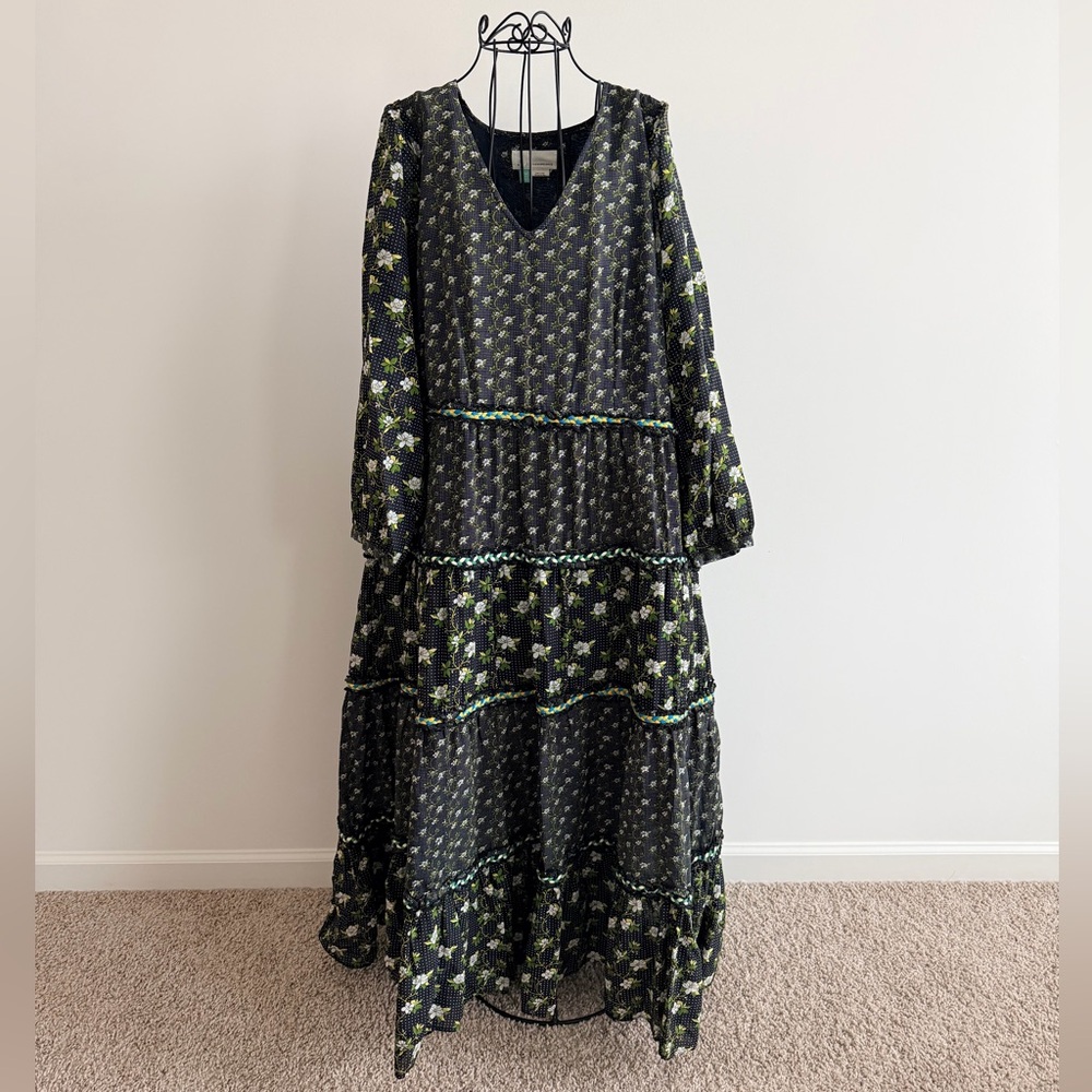 Anthropologie Black Floral Dress